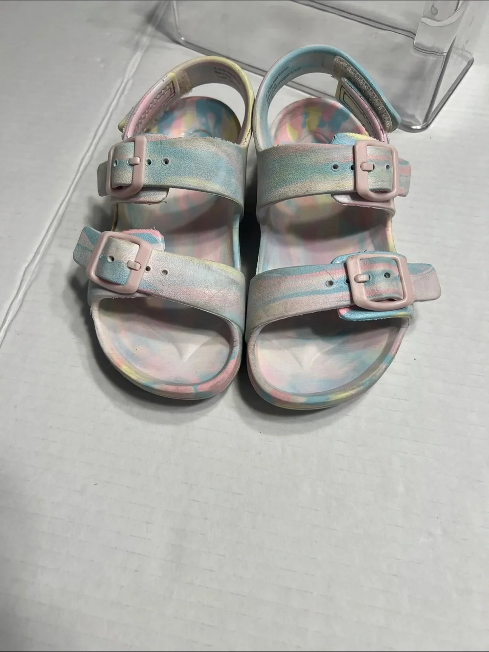 Cat & Jack Pastel Tie-Dye Buckle Sandals - Pink & Blue